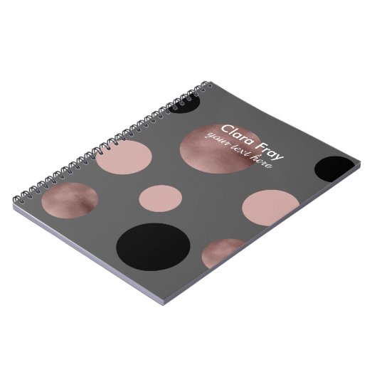 elegant faux roos gouden zwarte roze cirkels notitieboek (Linkerzijde)