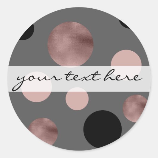 elegant faux roos gouden zwarte roze cirkels ronde sticker (Voorkant)
