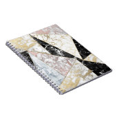 Elegant faux roos gouden zwarte witte marmer notitieboek (Rechterzijde)
