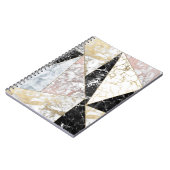 Elegant faux roos gouden zwarte witte marmer notitieboek (Linkerzijde)