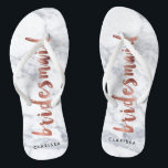 elegant faux roos goudmarmer teenslippers<br><div class="desc">Moderne en trendy faux witte marmer en faux roos goudbruidsvormig ontwerp.</div>