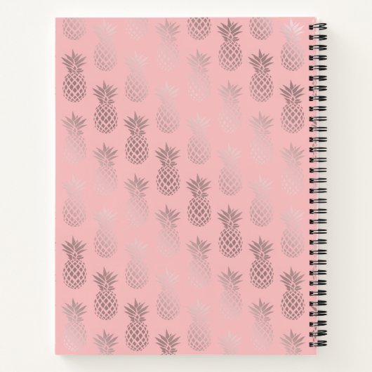 Elegant faux roos goudroze anananaspatroon notitieboek (Achterkant)