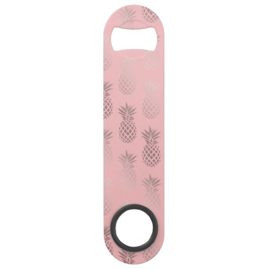 Elegant faux roos goudroze anananaspatroon speed flessenopener (Achterkant)