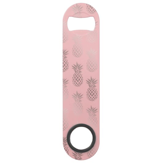 Elegant faux roos goudroze anananaspatroon speed flessenopener (Voorkant)