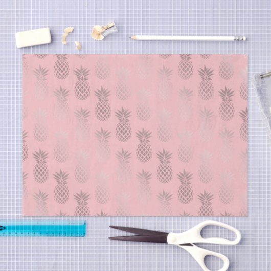 Elegant faux roos goudroze anananaspatroon tissuepapier (Craft)