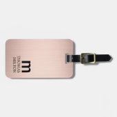 Elegant Faux Rose Gold Black Bold Monogram Bagagelabel (Voorkant horizontaal)