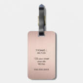 Elegant Faux Rose Golden Bold Monogram  Bagagelabel (Achterkant verticaal)
