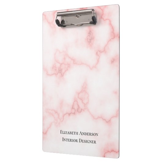 Elegant Faux Roze Marmer Functie Titel Naam Sjablo Klembord (Links)