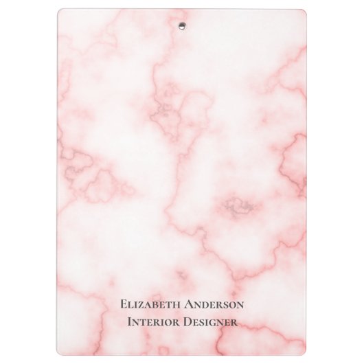 Elegant Faux Roze Marmer Functie Titel Naam Sjablo Klembord (Achterkant)