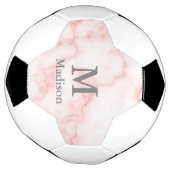 Elegant Faux Roze Marmer Gray Monogram & Naam Voetbal (Gedraaid)