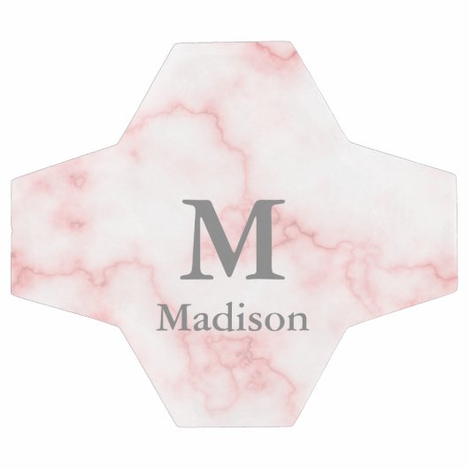 Elegant Faux Roze Marmer Gray Monogram & Naam Voetbal (Enkel)