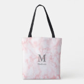 Elegant Faux Roze Marmer Grijs Initialen Monogram Tote Bag (Achterkant)