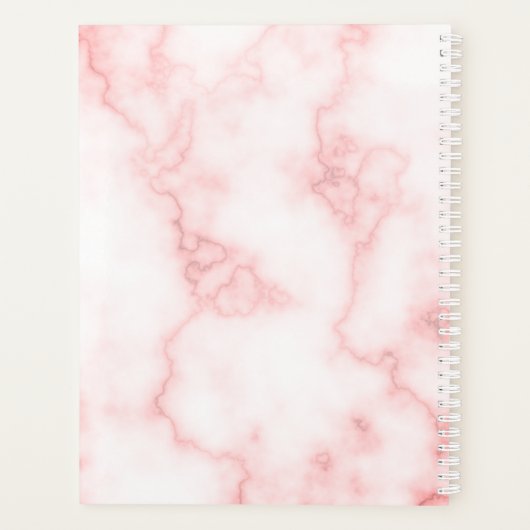 Elegant Faux Roze Marmer Grijs Monogram Naam 2026 Planner (Achterkant)