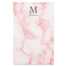 Elegant Faux roze marmer met naam en monogram