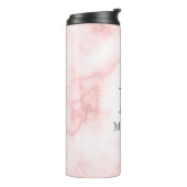 Elegant Faux roze marmer met naam en monogram Thermosbeker (Gedraaid links)