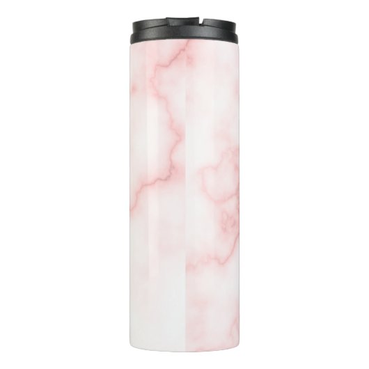 Elegant Faux roze marmer met naam en monogram Thermosbeker (Achterkant)