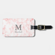 Elegant Faux Roze Marmer Name en Monogram