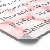 Elegant Faux Roze Marmer Uours Poster (Hoek)