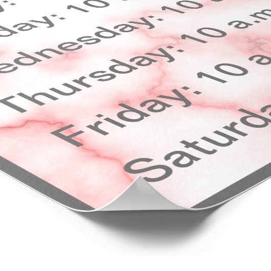 Elegant Faux Roze Marmer Uours Poster (Hoek)