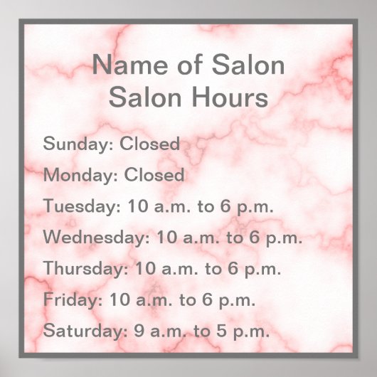 Elegant Faux Roze Marmer Uours Poster (Voorkant)