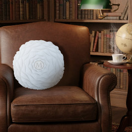 Elegant Faux Ruffle Monogram Round Pillow Rond Kussen