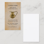 Elegant Faux Rusty Antiek Dealer Pitcher Visitekaartje (Voorkant / Achterkant)