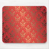 Elegant Faux Shimmer Gold en Red Damask Muismat (Voorkant)