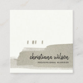 ELEGANT FAUX SILVER BLACK BRUSH STROKE CALLIGRAPHY VIERKANTE VISITEKAARTJE