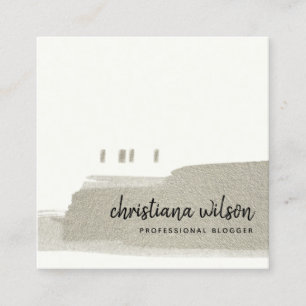 ELEGANT FAUX SILVER BLACK BRUSH STROKE CALLIGRAPHY VIERKANTE VISITEKAARTJE