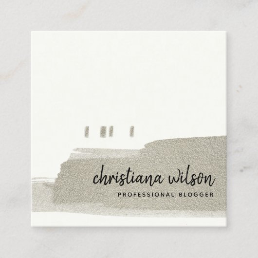 ELEGANT FAUX SILVER BLACK BRUSH STROKE CALLIGRAPHY VIERKANTE VISITEKAARTJE (Voorkant)