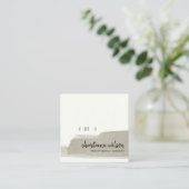 ELEGANT FAUX SILVER BLACK BRUSH STROKE CALLIGRAPHY VIERKANTE VISITEKAARTJE (Staand voorkant)