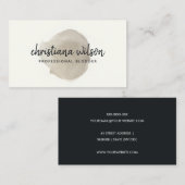 ELEGANT FAUX SILVER BLACK BRUSH STROKE CALLIGRAPHY VISITEKAARTJE (Voorkant / Achterkant)