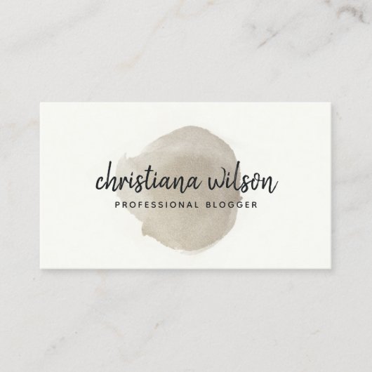 ELEGANT FAUX SILVER BLACK BRUSH STROKE CALLIGRAPHY VISITEKAARTJE (Voorkant)