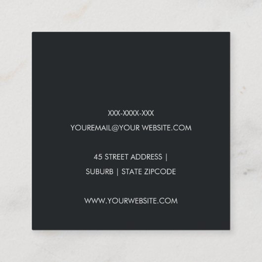 ELEGANT FAUX SILVER BLACK BRUSH STROKE MODERN VIERKANTE VISITEKAARTJE (Achterkant)