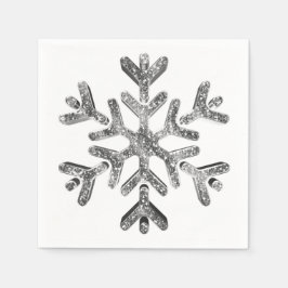 Elegant Faux Silver Diamonds Snowflake Kerstmis Servet