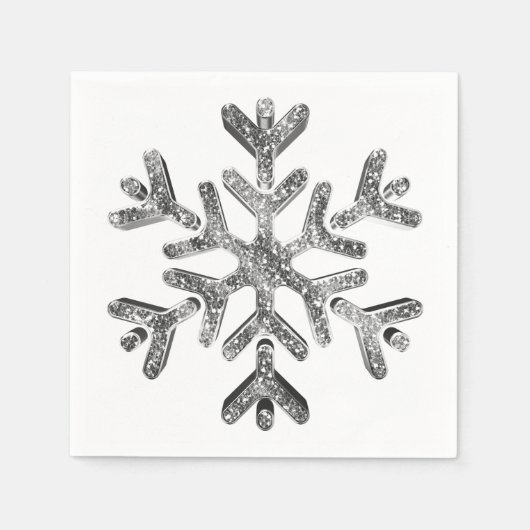 Elegant Faux Silver Diamonds Snowflake Kerstmis Servet (Voorkant)