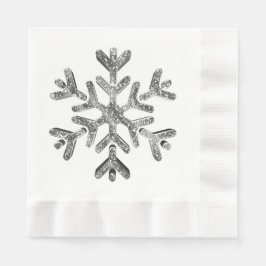 Elegant Faux Silver Diamonds Snowflake Kerstmis Servet