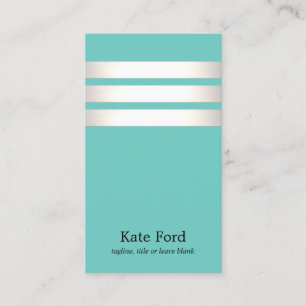 Elegant Faux Silver en Turquoise Striped Modern Visitekaartje