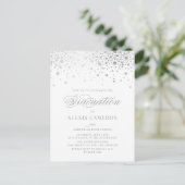 Elegant Faux Silver Foil Confetti Afstuderen Uitnodiging Briefkaart (Staand voorkant)
