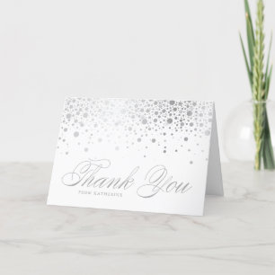 Elegant Faux Silver Foil Confetti Stippen White Bedankkaart