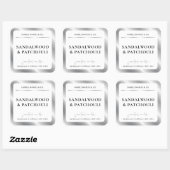 Elegant Faux Silver Foil Moderne Candle Packaging Vierkante Sticker (Vel)