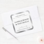 Elegant Faux Silver Foil Moderne Candle Packaging Vierkante Sticker (Envelop)
