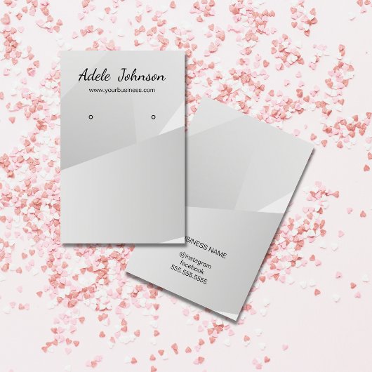 Elegant Faux Silver Geometric Earring Card Visitekaartje