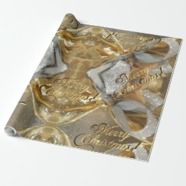 Elegant Faux Silver Gold-script kerst Cadeaupapier