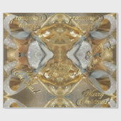 Elegant Faux Silver Gold-script kerst Cadeaupapier (Vlak)