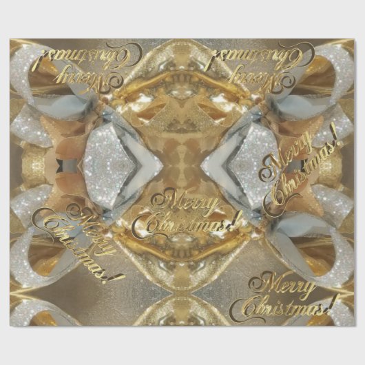 Elegant Faux Silver Gold-script kerst Cadeaupapier (Vlak)