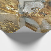 Elegant Faux Silver Gold-script kerst Cadeaupapier (Hoek)