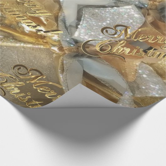 Elegant Faux Silver Gold-script kerst Cadeaupapier (Hoek)