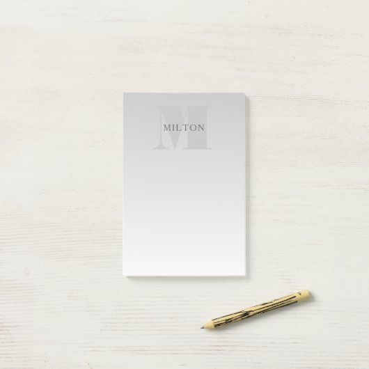 Elegant Faux Silver Gradient Monogram Klassiek Post-it® Notes (Op bureau)