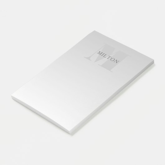 Elegant Faux Silver Gradient Monogram Klassiek Post-it® Notes (Schuin)
